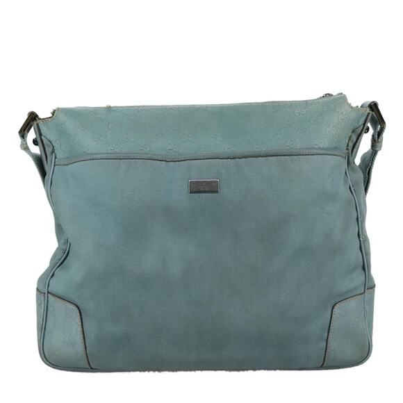 GUCCI GG Canvas Guccissima Shoulder Bag Turquoise Blue - Picture 2 of 13